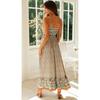 Womens Summer Floral Long Dress Ladies Bohemian V-neck Suspender Floral Holiday Dress