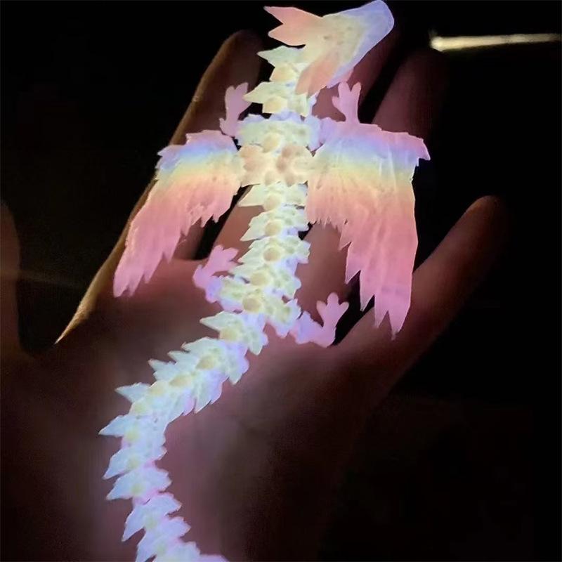 Luminous Toys 3D Printed Animal Glow In The Dark Dragon Snake Rotatable Articulated Tyrannosaurus Rex Home Decor Kids Gift