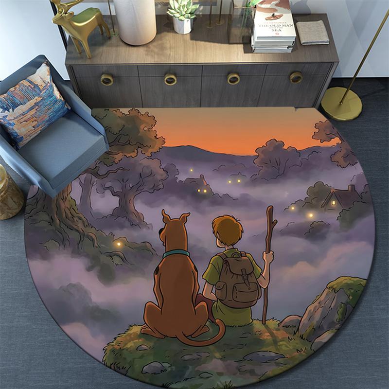 Scooby‑Doo Round Area Rug,Carpet Rug for Living Room Bedroom Sofa Playroom Decor,Non-slip Floor Mat