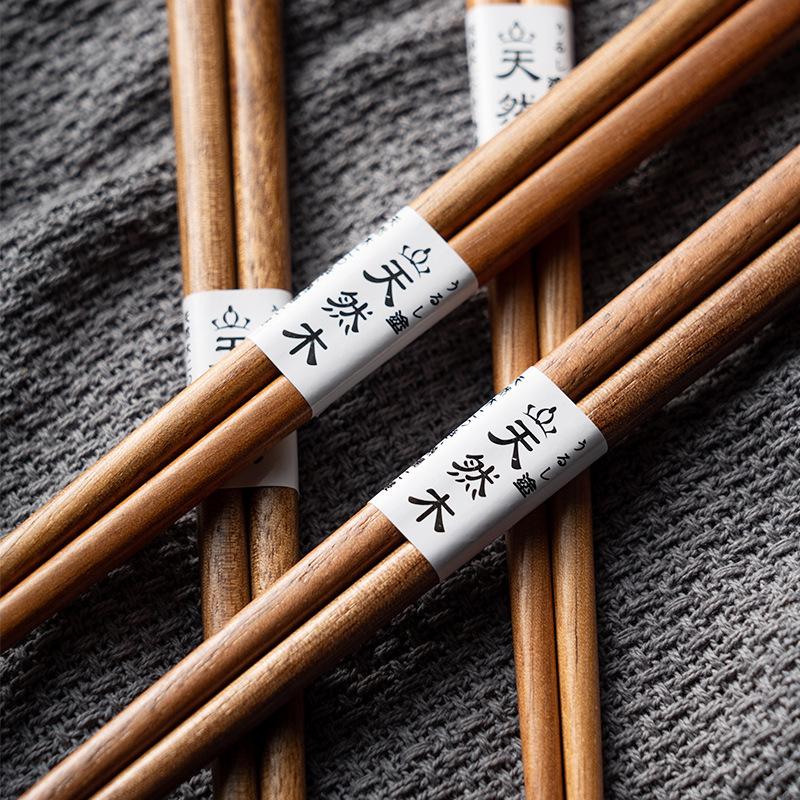 5 Pairs of Chopsticks Set Japan Walnut Japanese-style Household Wooden Chopsticks Solid Wood Tableware Non-slip Creative