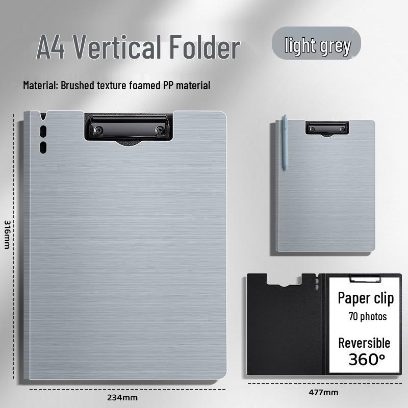 A4 Thickened PP Clipboard Folder - Desk Mat & Writing Board for Students, Horizontal/Vertical Clip
