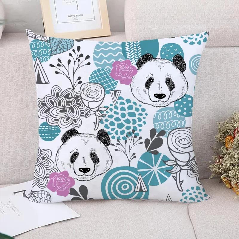Panda Pattern Decorative Pillowcase Living Room Office Home Pillowcase Car Ornaments