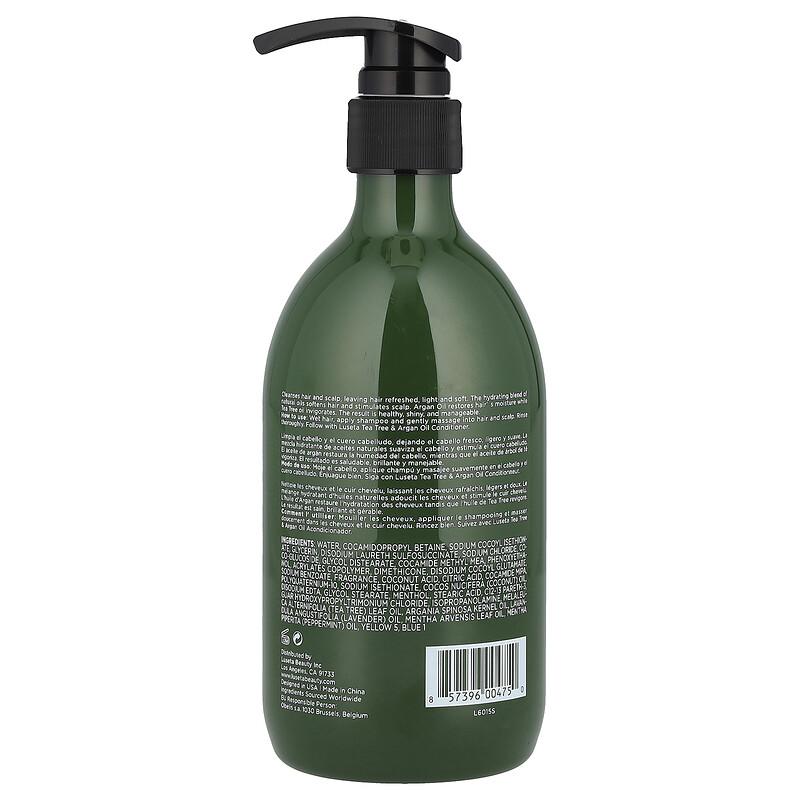 Tea Tree & Argan Oil Shampoo, For Damaged & Oily Hair, 16.9 fl oz (500 ml)