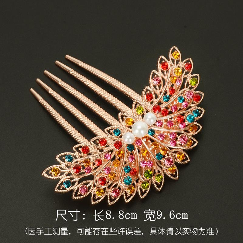 1Pcs Fashion Hairpin, Crystal Five-tooth Comb for Girls' Pigtails, Bun Hair Accessory