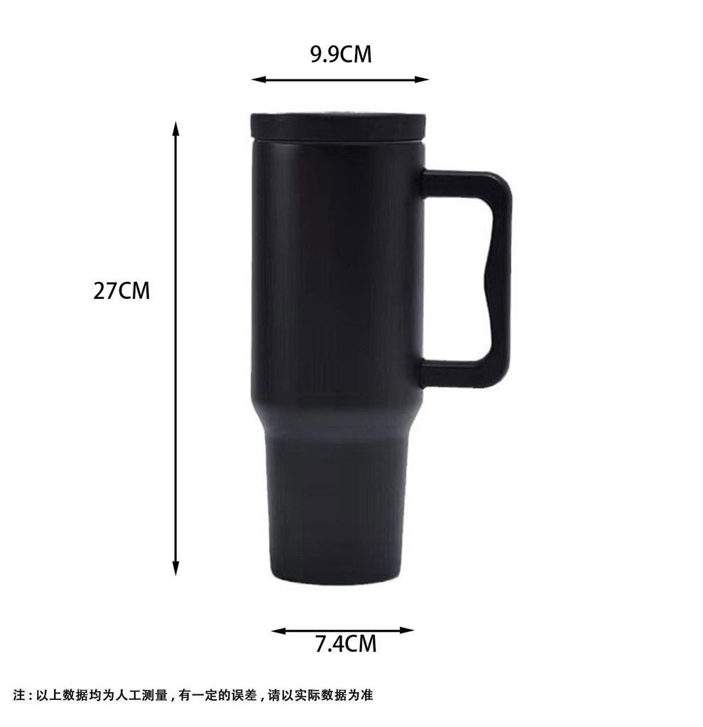 1Pc 1200ML 304Stainless Steel Print Cup with Straw Portable Car Cup Large Capacity Water Cup Car Water Bottle