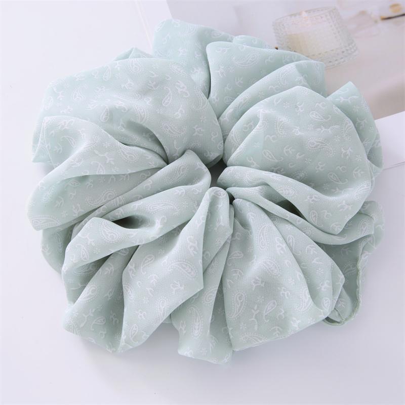 Large Hair Band Elastic Chiffon Scrunchies Floral Print Malaysian Bunch Hair Tie Oversized Volumizing Malaysian Rubber Band