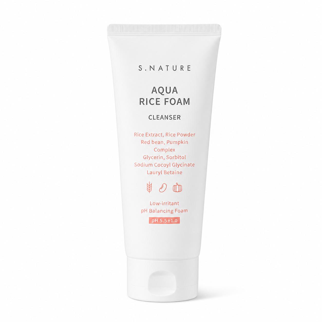 S.NATURE Aqua Rice Foam Cleanser 160ml (3 Options) #160ml x 1pcs