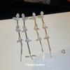Silver Needle Zircon Leaf Tassel Stud Earrings - Elegant and Versatile Women's Accessory