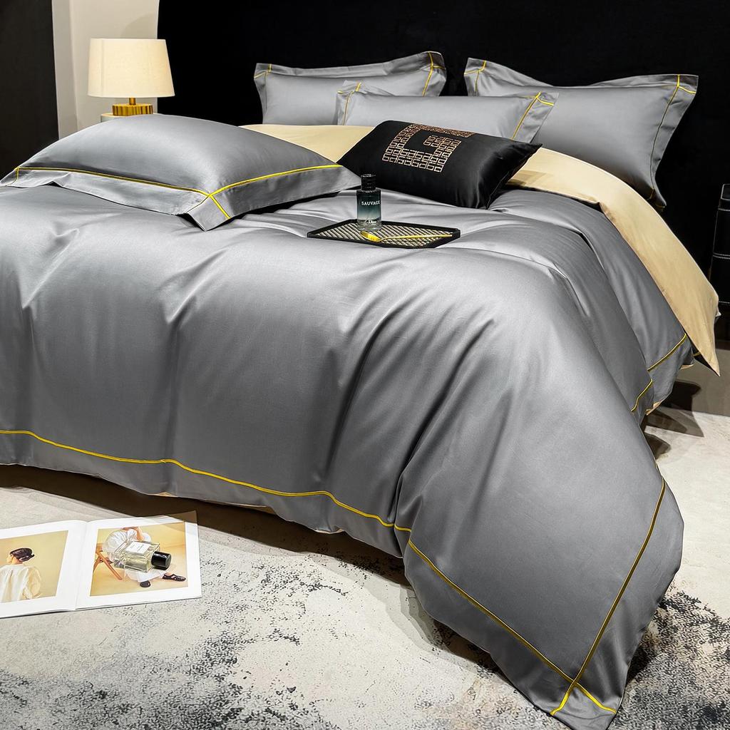 2026 Premium Gray Satin Cotton Four-Piece Bedding Set DREAM