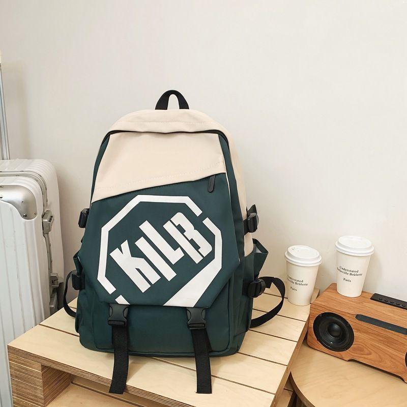 

Schoolbag American High Street Retro Trendy Junior High School Backpack High School Student Large Capacity Backpack Bags Easiest for Match Fashion Green