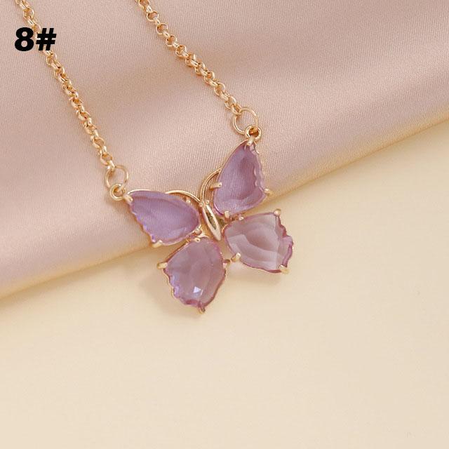 Butterfly Jewelry Multi-Colored Zircon Butterfly Necklace for Women Fashionable Clavicle Chain Pendant Necklace for Women