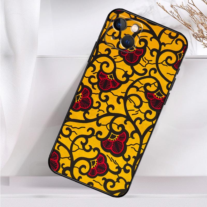 African Wax Pattern Fabric Shockproof Case For iPhone 18 17 11 14 15 16 Pro Max Plus 12 13 Mini 16e 17 Air Phone Cover