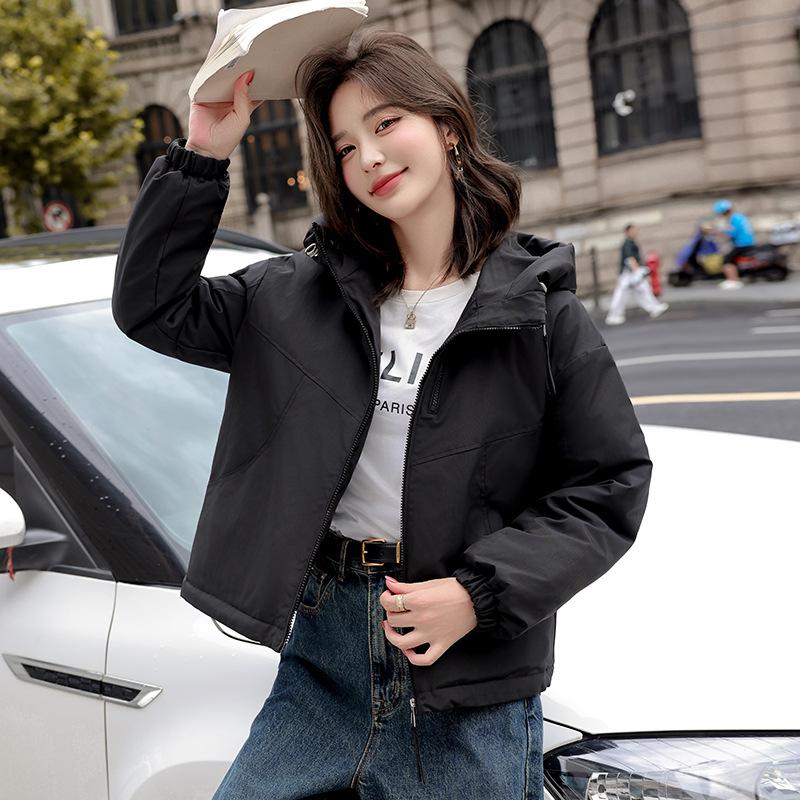 

Зимняя Новая Универсальная Куртка с Капюшоном на Хлопковой Подкладке Куртка на Хлопковой Подкладке Куртка на Хлопковой Подкладке Универсальная Модная Женская Куртка XXL чёрный