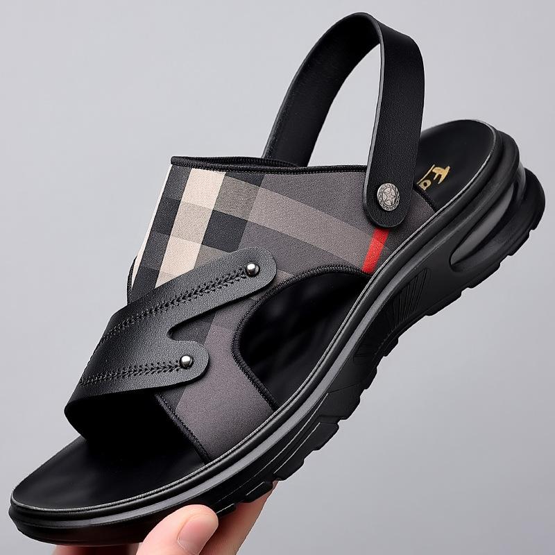 Men's Sandals Leather Casual Sandals Non Slip Beach Sandal Outdoor Platform Sandals for Men Summer New Slippers Sandalias Hombre