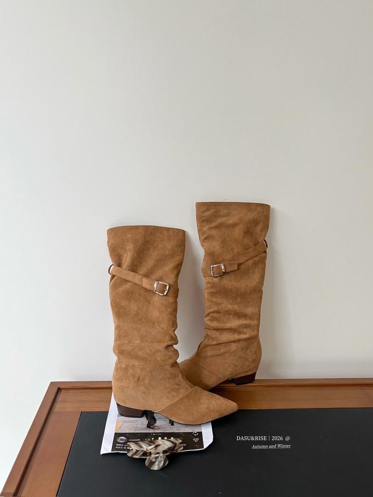 Pointed boots New autumn and winter boots Thick heel high boots but knee long knight boots Women