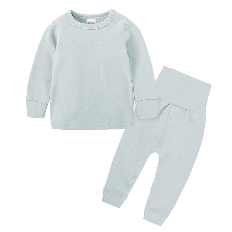 Kids Thick Brushed Pajama Set for Spring Autumn Long Sleeve Pants with Tummy Protection