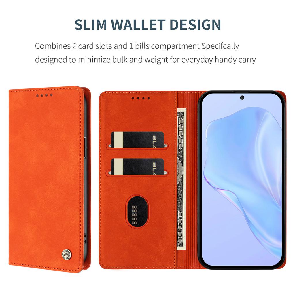 Wallet Case for Galaxy S25 Ultra - Leather/PU, Orange