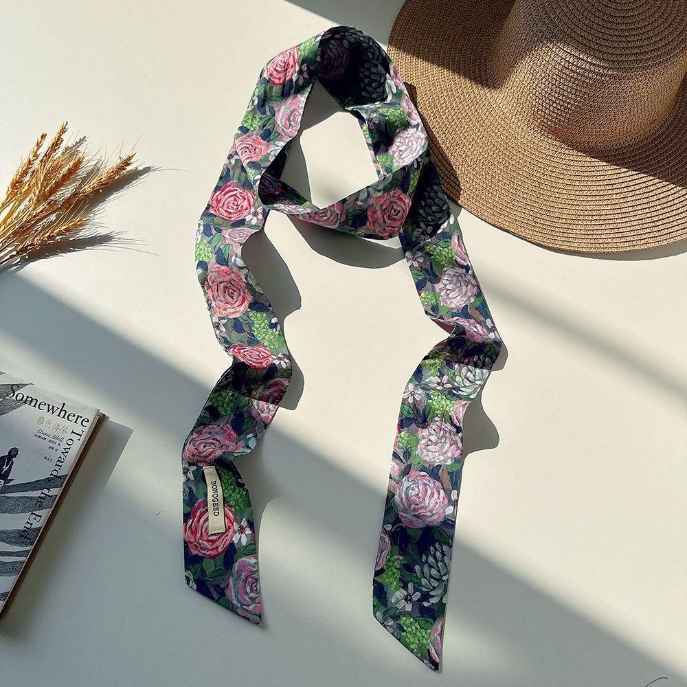 Ribbon Floral Scarf Printed Scarf Headband Fashion Narrow Long Scarves  Dress Decor