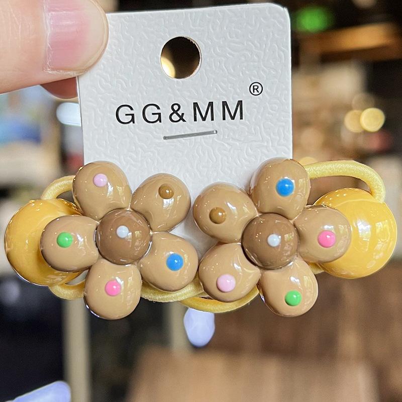 

2 шт. новые милые красочные цветы в горошек принцесса головные уборы детские эластичные резинки для волос детские веревки для волос аксессуары для волос для девочек хаки