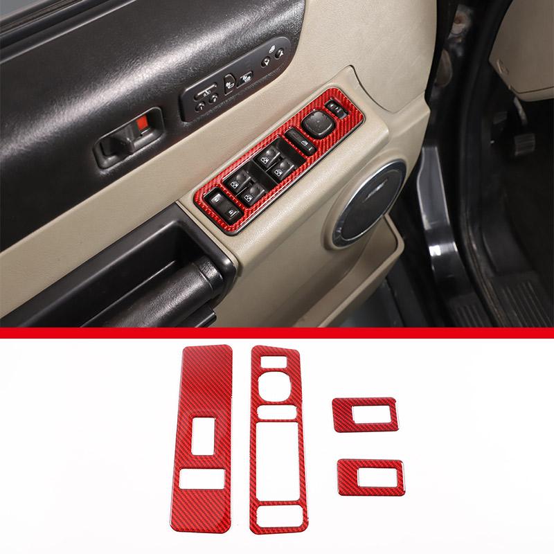Red Soft Carbon Fiber Door Handle Steering Wheel Gear Shift Trim Cover Stickers Fit For Hummer H2 2003-2007 Interior Accessories