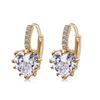 Cute Heart Real 925 Sterling Silver Cubic Zirconia Stone Earrings 1 Pair