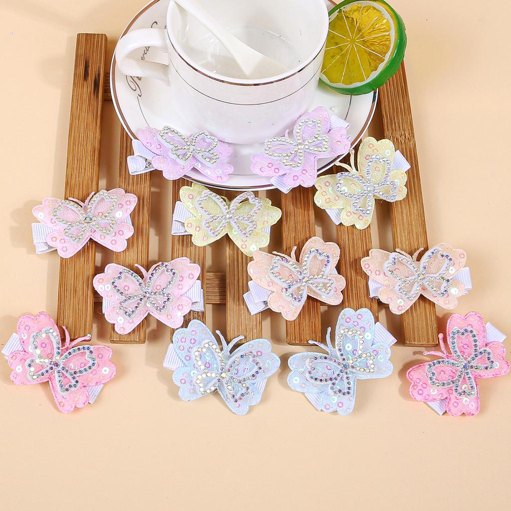 12pcs Crystal Butterfly Hair Clips for Girls Cute Sequin Butterfly Hairpins Barrettes Clips Children Kids Hair Aceessories