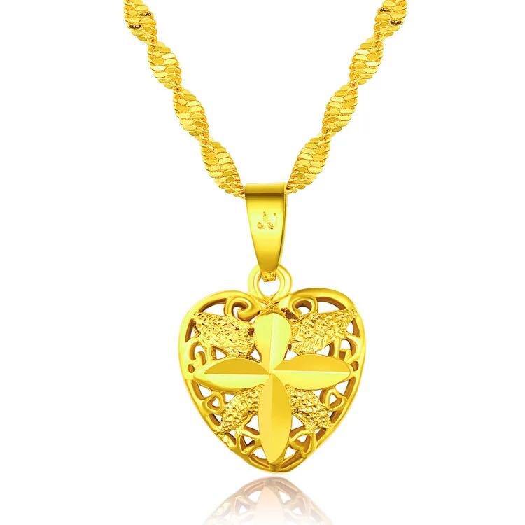 

Vietnamese Gold Plated Heart Necklace Set - Ethnic Style Jewelry