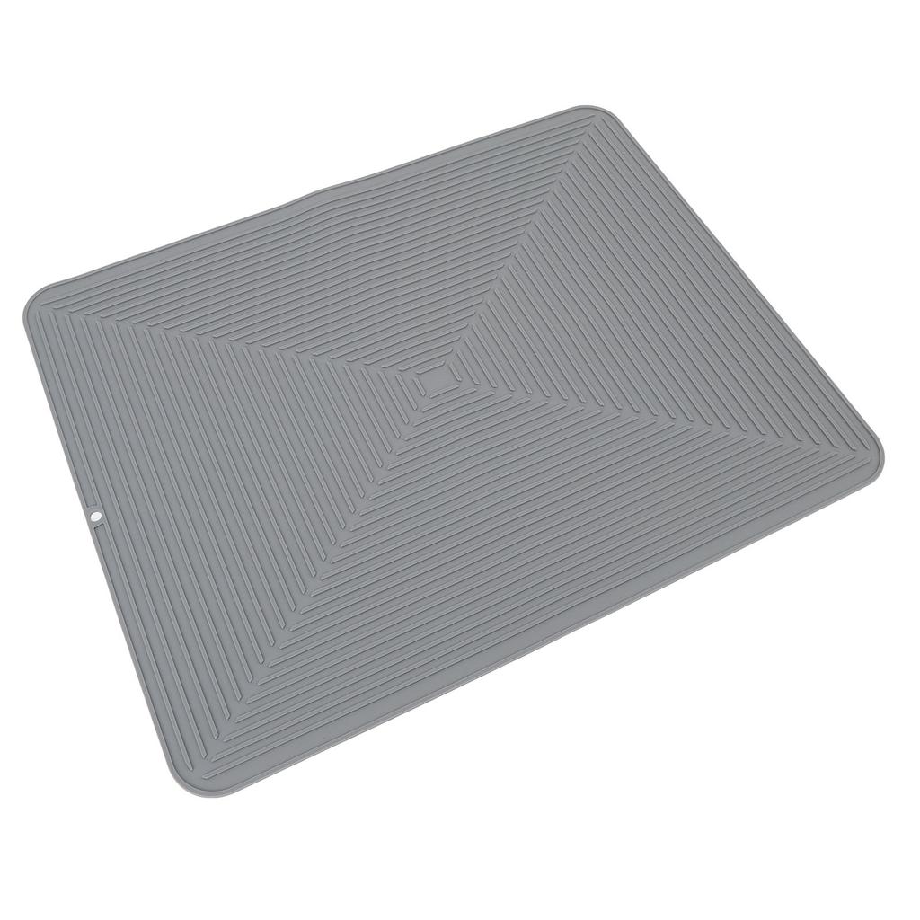 Silicone Dish Drying Mat Countertop Protector Heat Insulation Non Slip Drain Pad for Kitchen Counter Grey
