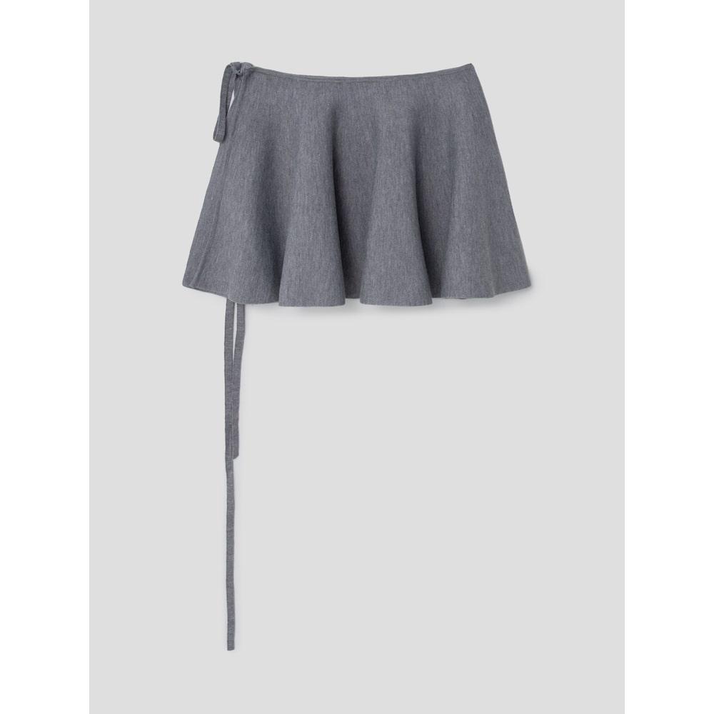 Anggae Full Flared Chouchou Knit Skirt Gray