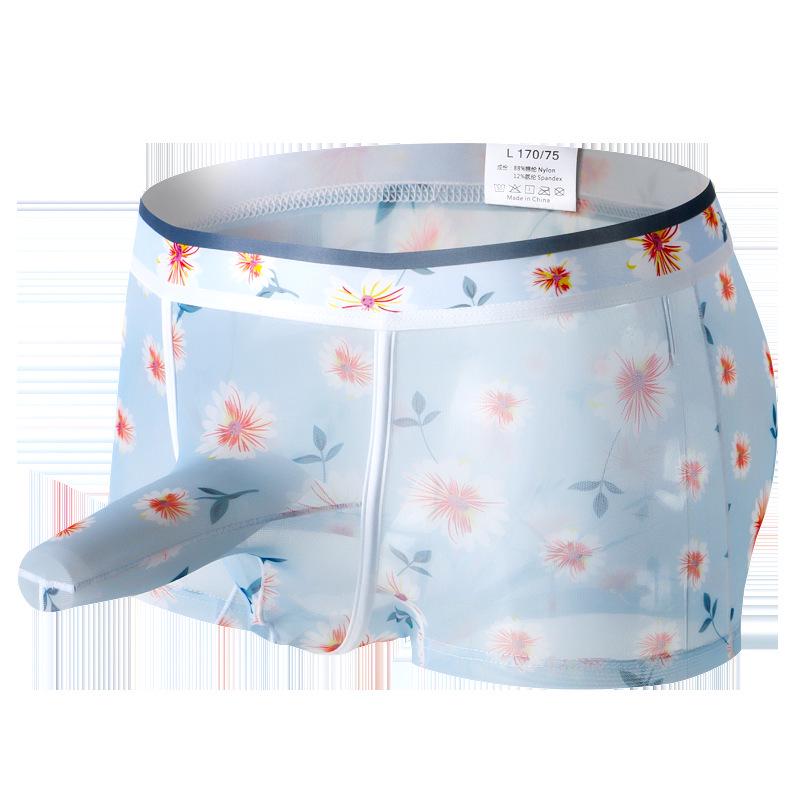

Мужские дышащие боксеры-брифы из ледяного шелка с отдельным гульфиком и сетчатым принтом Large (suggested 100-130 jin)