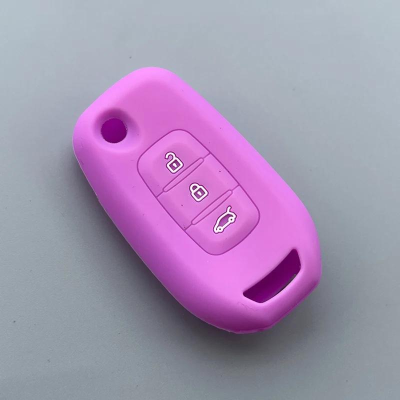 Siliconen Auto Sleutel Auto Hoesje Cover voor Renault Kadjar 3 Knops Klapbare Sleutel Hoesje Cover Shell