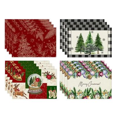 Christmas Linen Placemat Christmas Theme Table Mat  Heat Insulation Pad Western Meal Table Pad Dining Table Decor