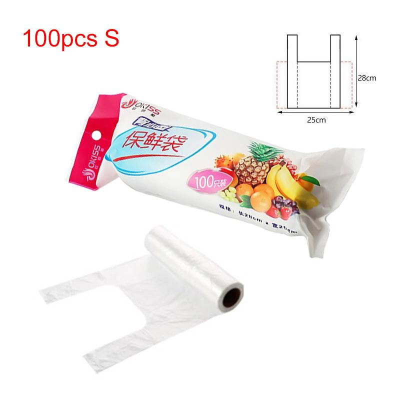 

100pcs/set Storage Bag Disposable Vest Type Breakpoint Food Grade Refrigerator with Roll Household Home Kitchen Organizer TMZ
