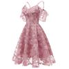 Women Vintage Princess Floral Lace Cocktail Neckline Party Aline Swing Dress