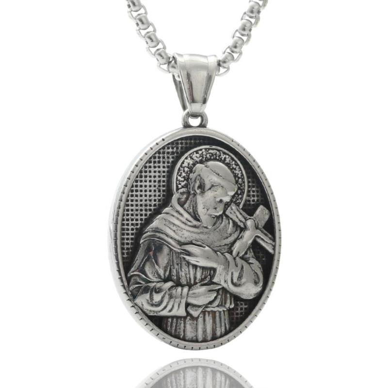 Men's Stainless Steel Neckchain Hip Hop Necklace with Unique Religious Pendant Charm Designing Fashionable Jewelry