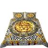 Three-Piece 3D Digital Printing Bedding Golden Lion Printing Quilt Cover