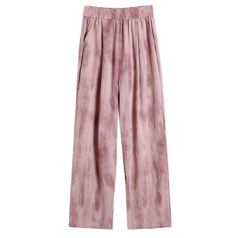Ice Silk Tie-Dye Wide-Leg Plus-Size Women's Pants - Cool, Casual Summer Wear