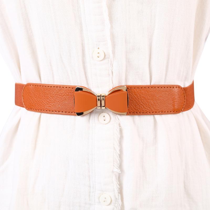 Sigiliu de talie elastic la modă pentru femei, Curea cu cataramă decorativă elastică, Curea pentru rochie jachetă de puf