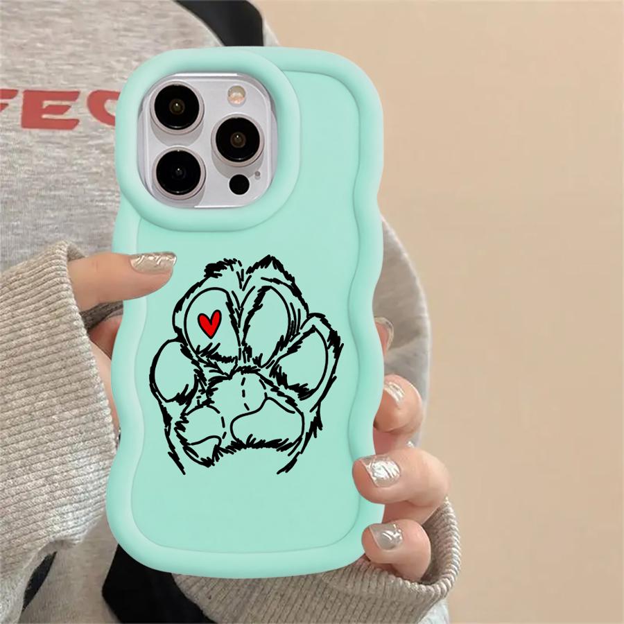 Cute Pet Paw Prints Soft Phone Cover Case for iPhone 11 8 16 Pro Max 14 15 Plus 12 XR 17 Air 13