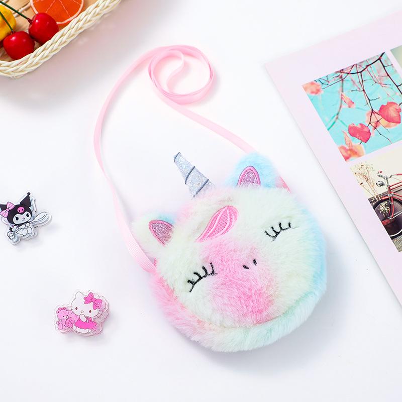Kawaii Plüsch Einhorn Baby Umhängetaschen Mini Rucksack Spielzeug Kinder Party Geschenk Niedrige Runde Geldbörse Mädchen Schling Schultertasche