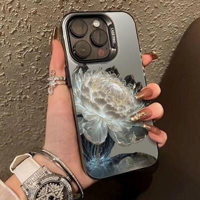 Colorful Lotus for iPhone11 Mobile Phone Case Apple 12/13 All-inclusive 14/15 Colored Silver Case XSXR/xsmax