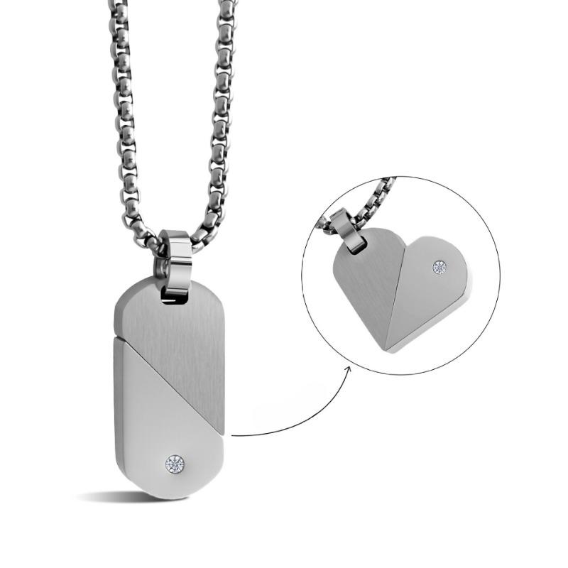 

1PC hot-selling stainless steel love rotatable military necklace Father s Day DIY lettering fashion pendant jewelry
