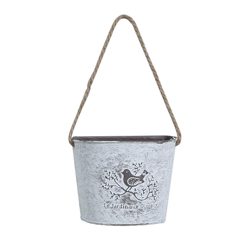 American Country-Style Wrought Iron Wall-Mounted Flower Pot for Creative Dried Flower Decor