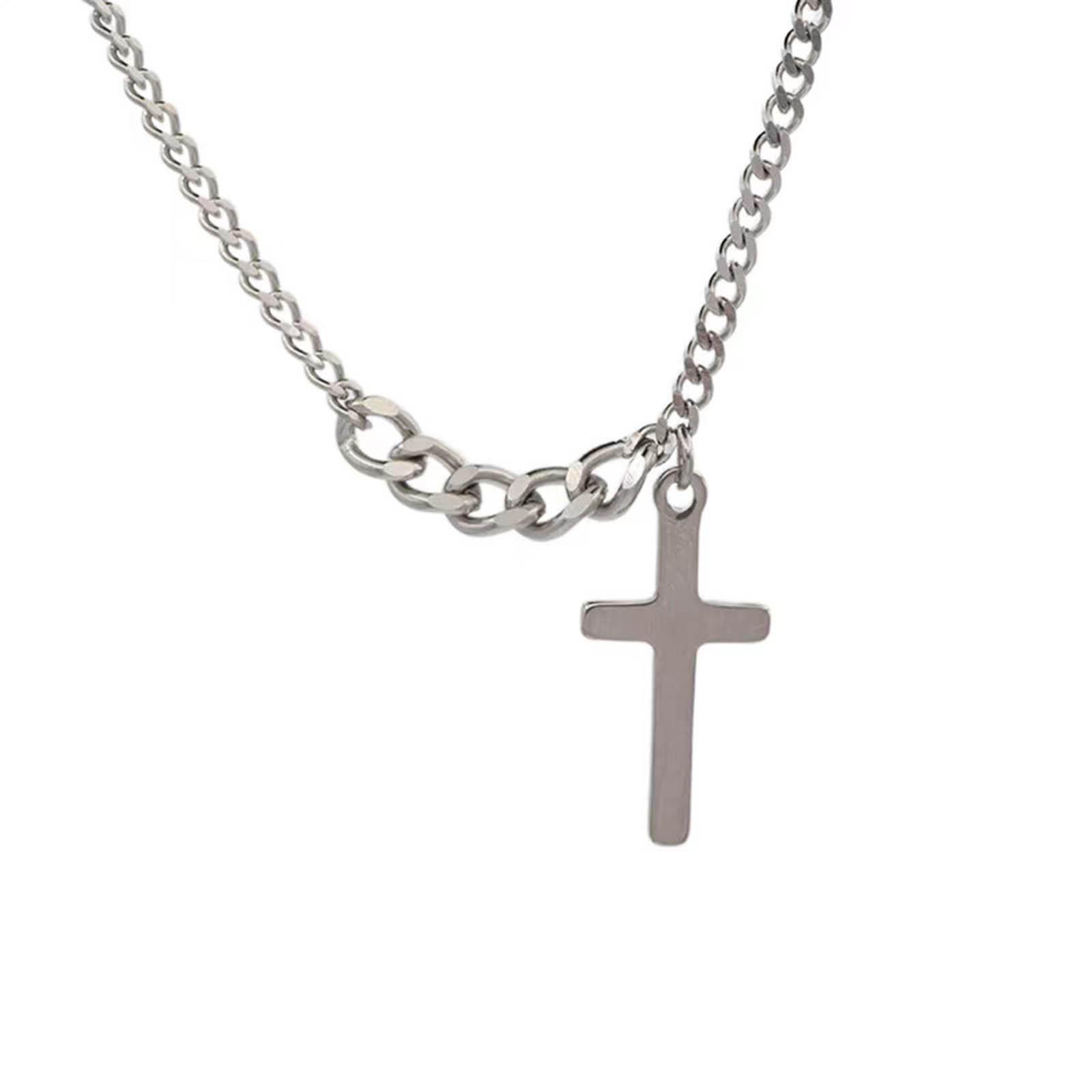 

Стильная парная цепочка на шею Модная подвеска-распятие Регулируемая длина Цепочка до ключицы Ювелирное изделие Панк-украшение 2