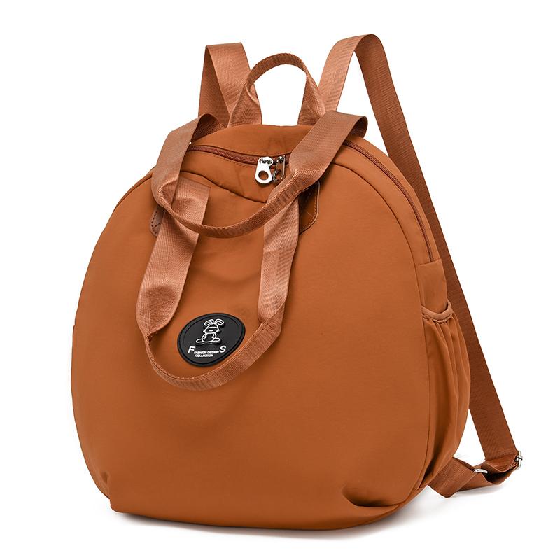 Women's Backpack Round Bag Large Capacity Travel Bag Solid Color Student Schoolbag
