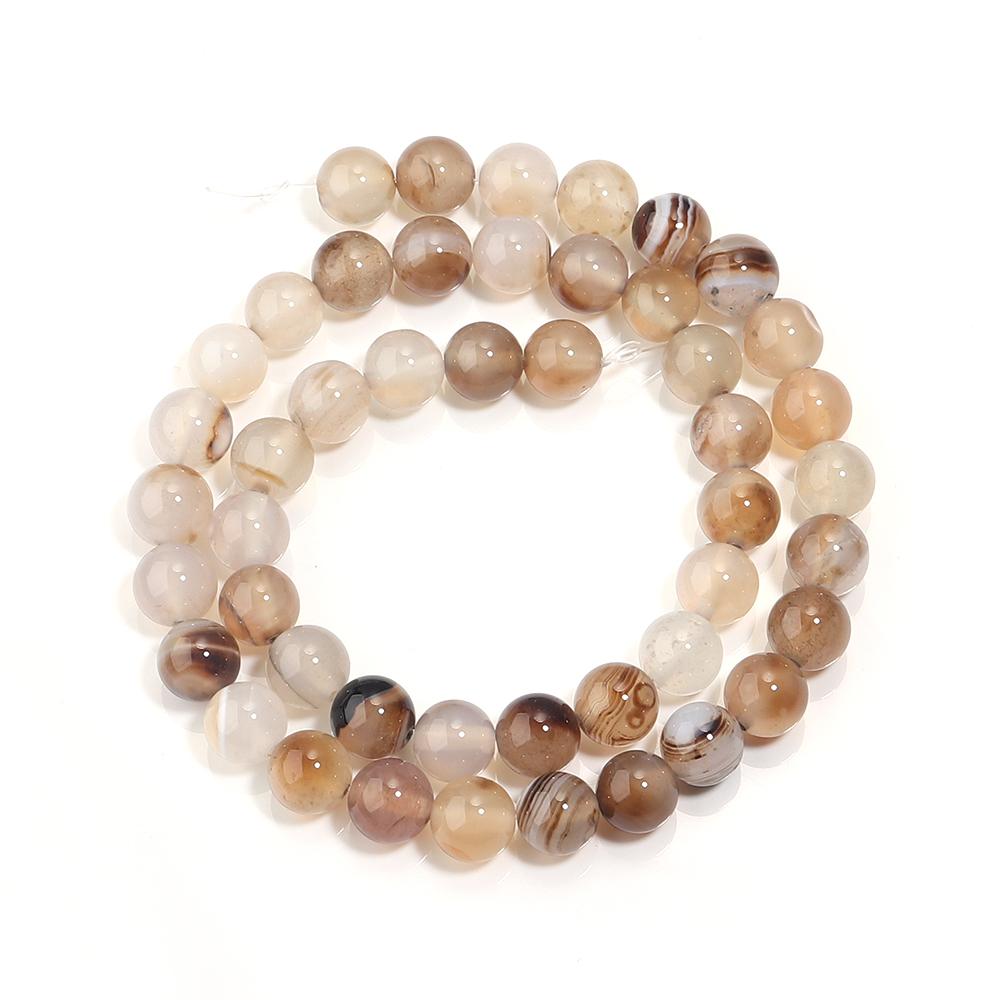 Natural Stone Beads Light Brown Stripe Agate Round Loose Bead For Jewelry Making DIY Bracelet Necklace Accessories 4/6/8/10/12mm