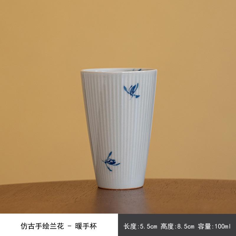 

100ml Antique Hand-painted Orchid Straight Body Teacup Zen Smelling Cup Water Jug Coffee Mug Kung Fu Tea Tableware Accessories