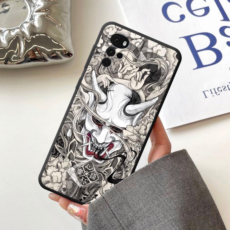 Samurai Oni Mask Case for Motorola Moto G60 G9 Power Lite G31 G32 G200 G52 G72 G50 G30 G51 G71 5G G22 Cover TPU Soft