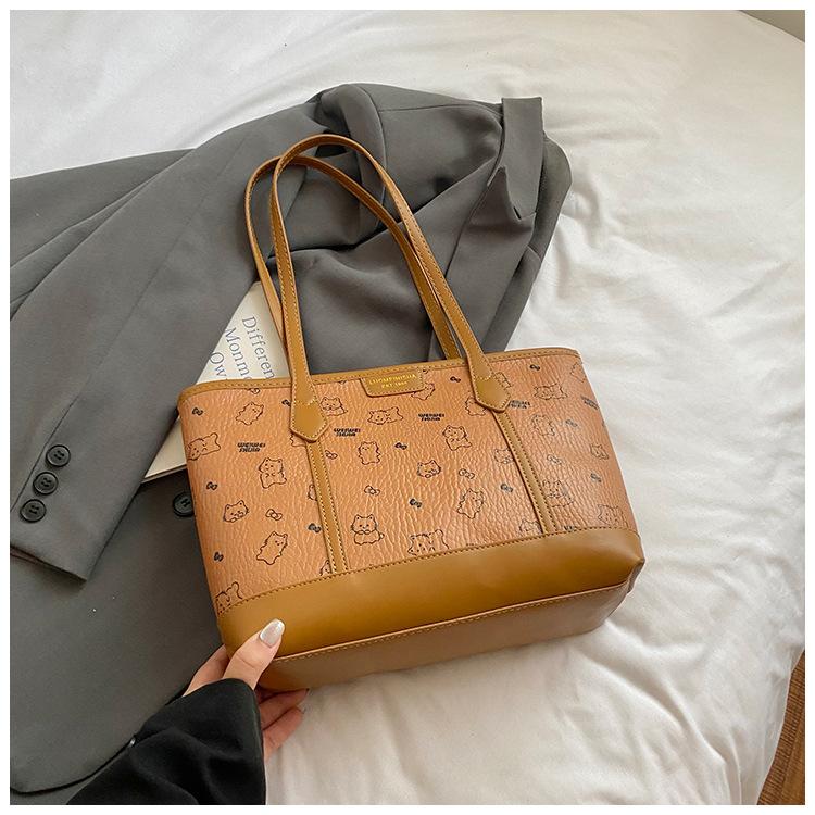 2025 New Printed Retro Tote Bag Trendy Large Capacity Daily Simple Women's Bag Shoulder Bag Portable Underarm Bag