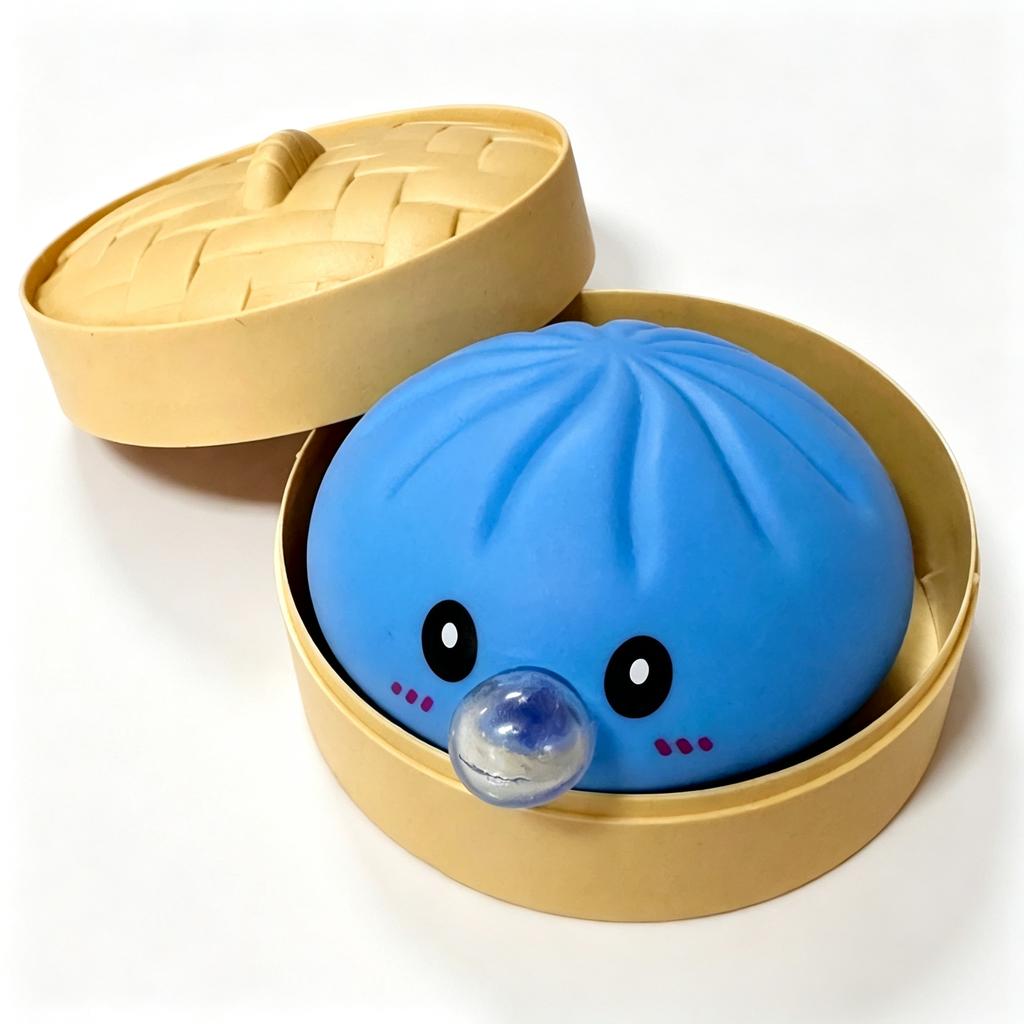 Dumpling Squishies Blow Bubbles Toy Dumpling Squishies Set with Steamer New Bubble-Blowing Squishies, Stretchy Fidget Sensory